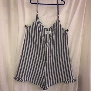 BLUE AND WHITE STRIPED ROMPER